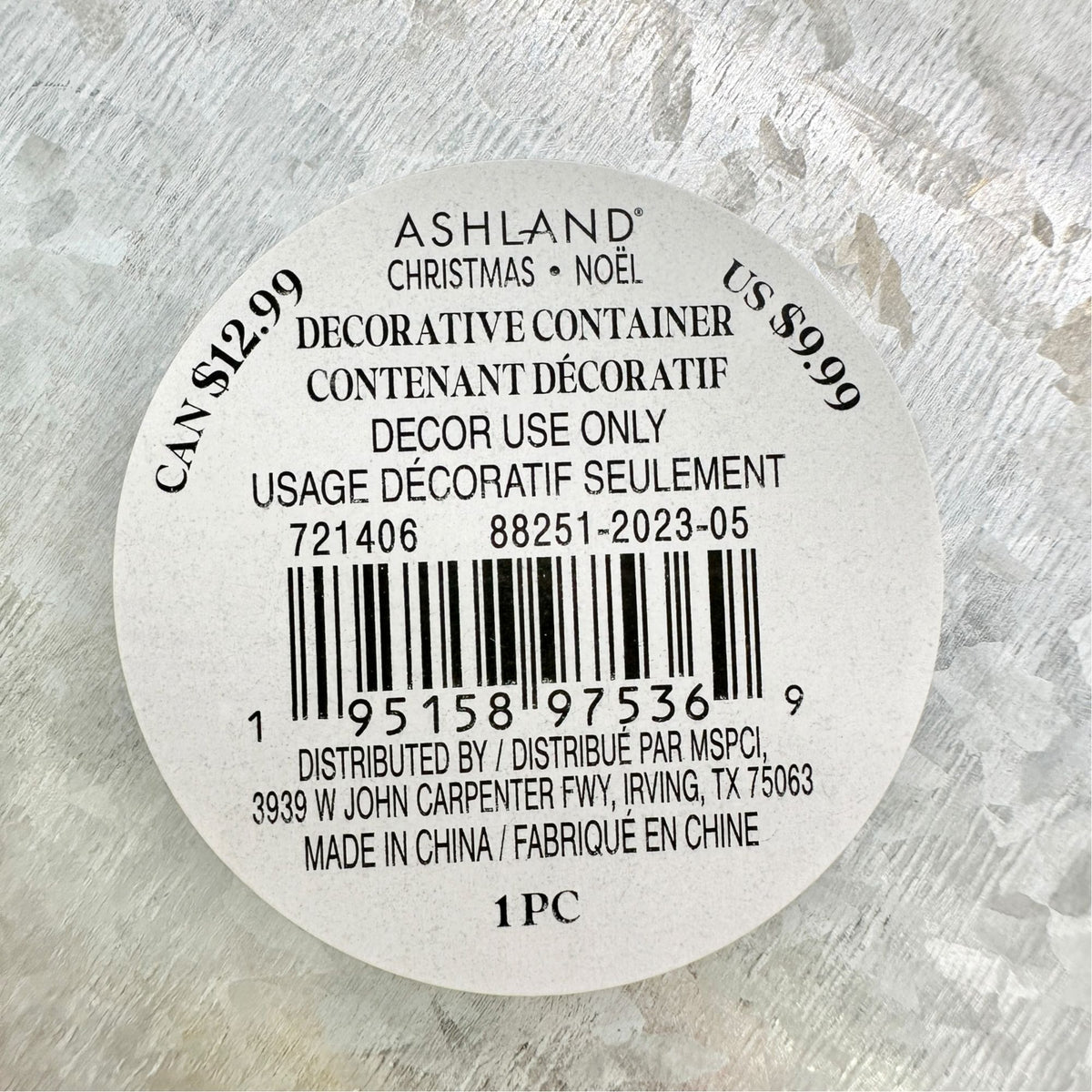 Ashland Holiday Christmas Trees Galvanized Metal Bucket With Handles 6" x 6.5"