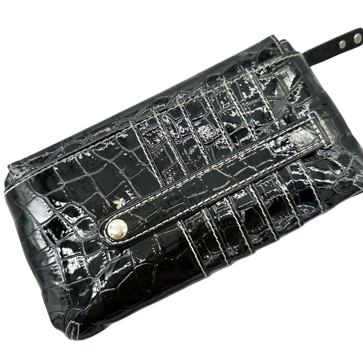 Rolfs Black Croc-Embossed Leather Wallet Clutch Card Holder Multiple Pockets