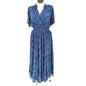 Torrid 2 Midi Dress Size 2X Blue Smocked Waist Floral Print Short Flutter Sleeve