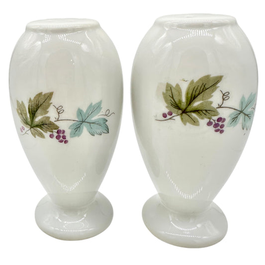 Vintage Ceramic Salt and Pepper Shakers White with Grape Vine Design Japan