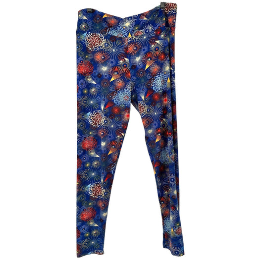 LuLaRoe Leggings Womens Tall and Curvy Blue Fireworks Patriotic Americana