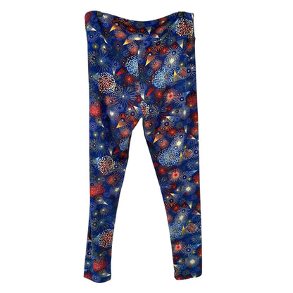 LuLaRoe Leggings Womens Tall and Curvy Blue Fireworks Patriotic Americana