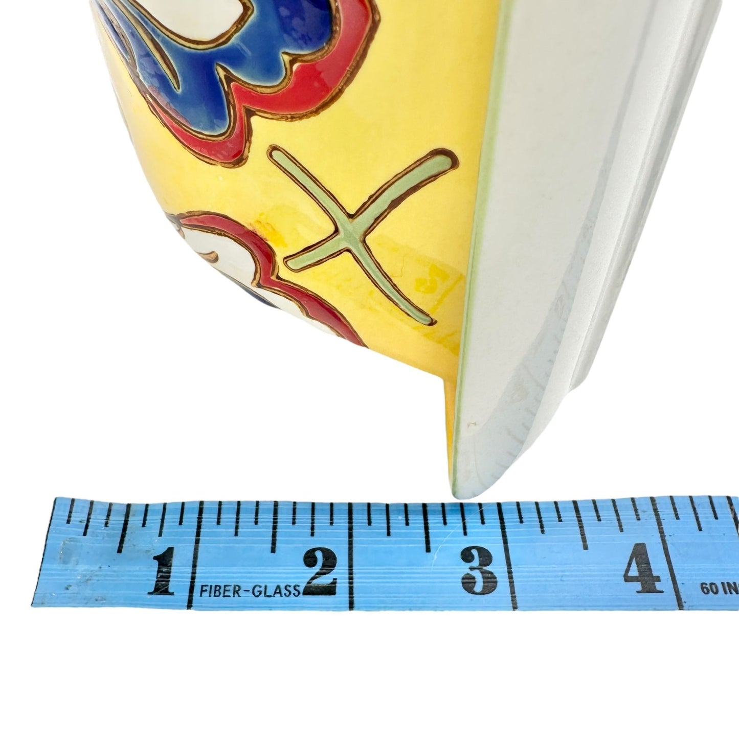 Dutch Wax Handpainted Ceramic Covered Butter Dish Square Yellow Colorful Vibrant