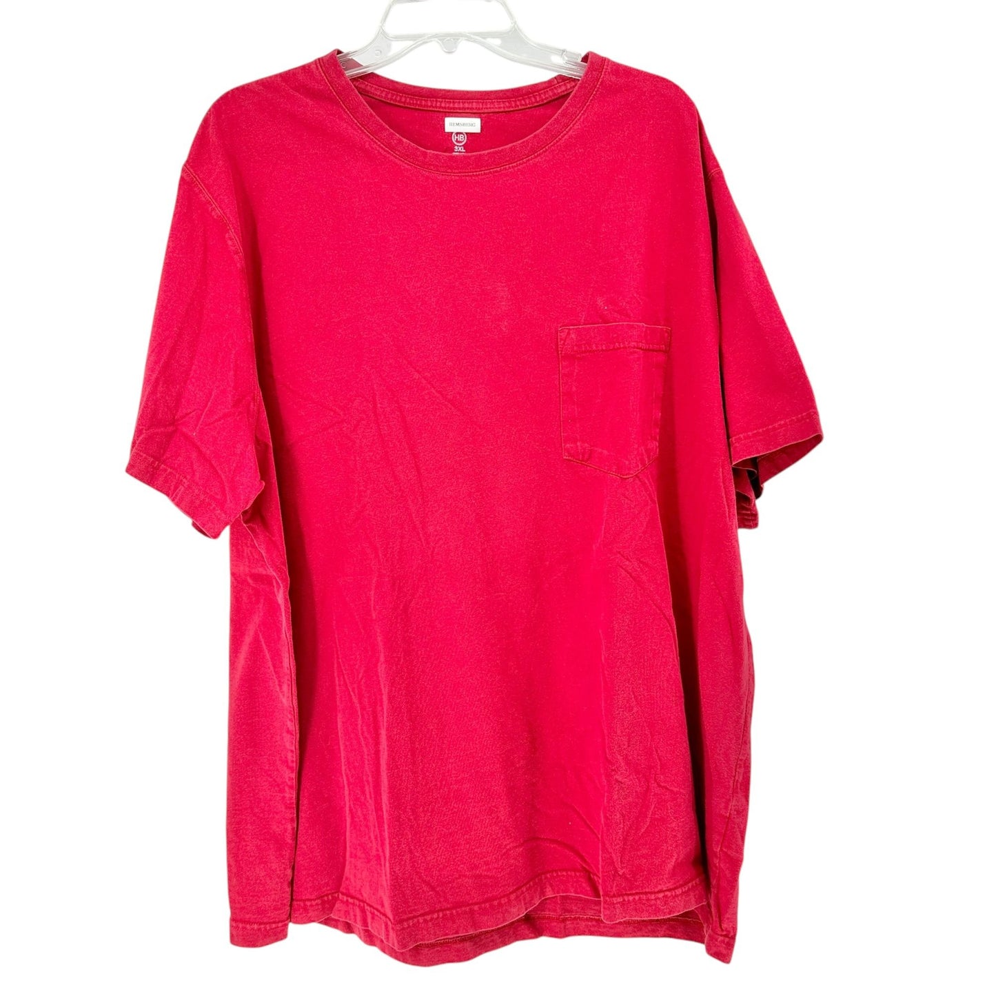 HB T-Shirt Mens 3XL Red Cotton Front Chest Pocket Short Sleeve