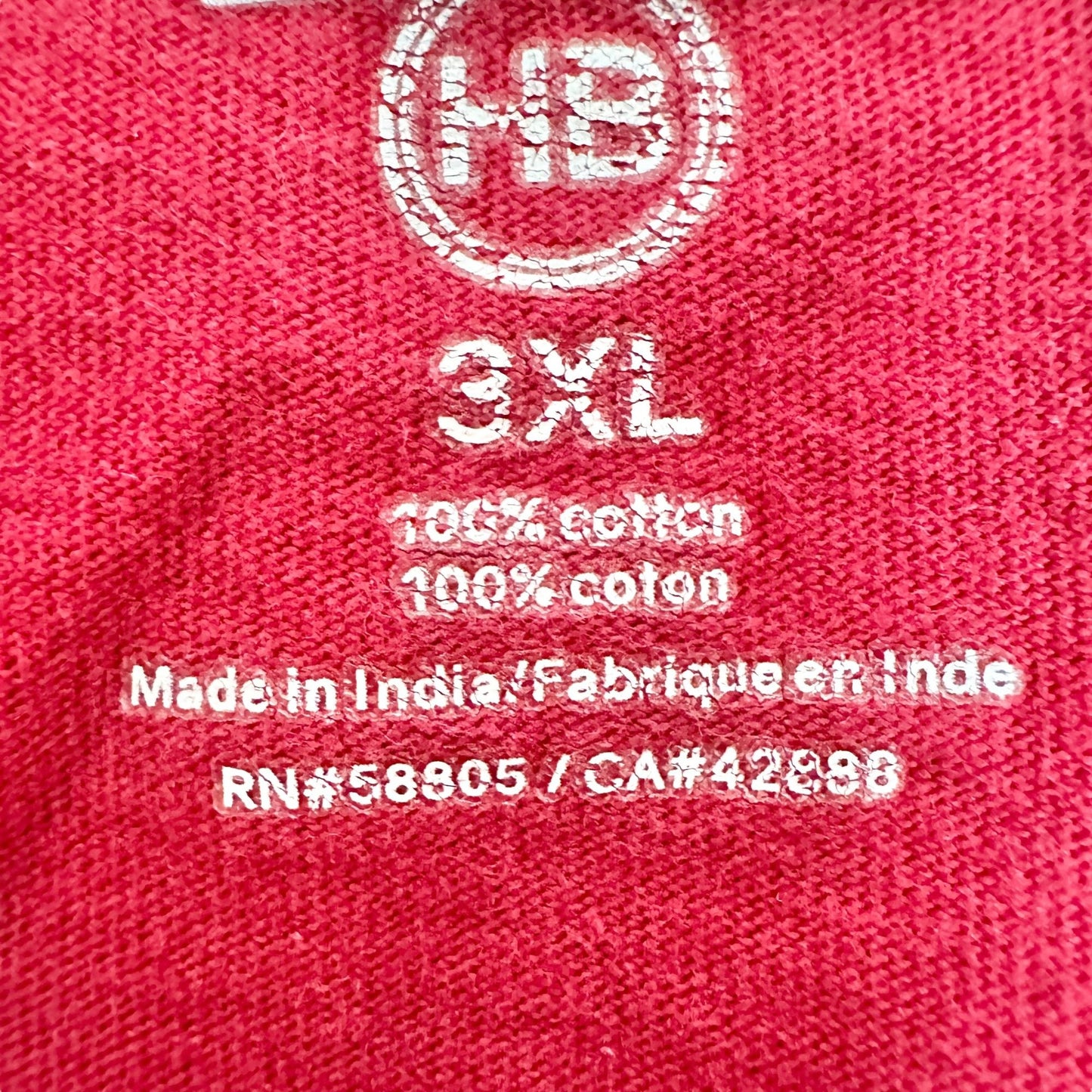 HB T-Shirt Mens 3XL Red Cotton Front Chest Pocket Short Sleeve