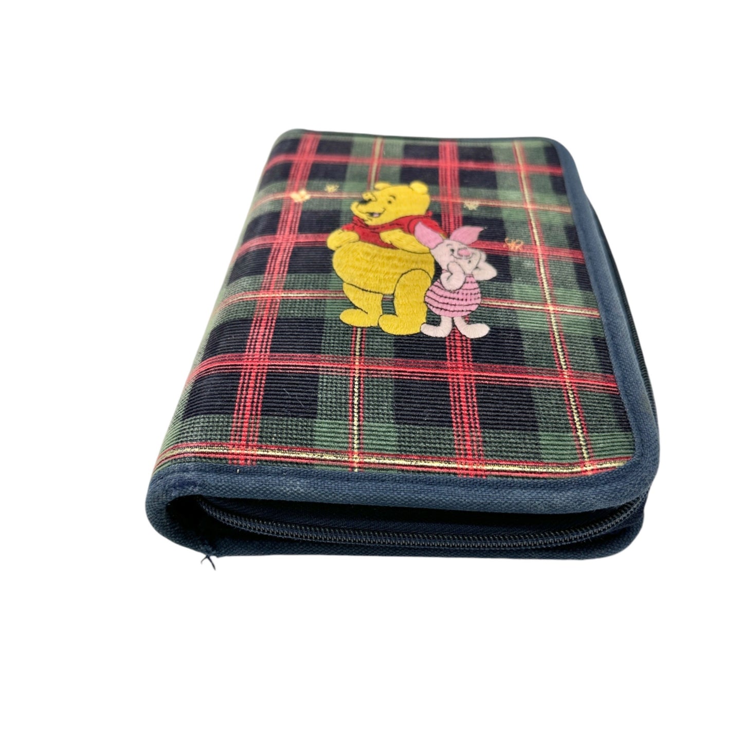 Disney Store Winnie The Pooh & Piglet Plaid Organizer Planner Binder Zips Closed