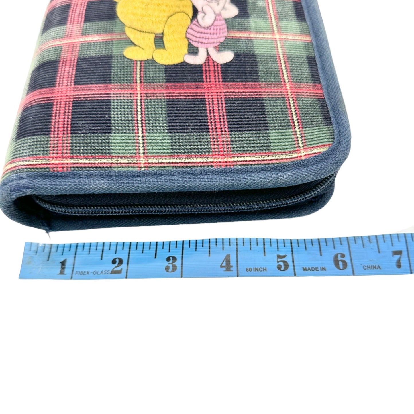 Disney Store Winnie The Pooh & Piglet Plaid Organizer Planner Binder Zips Closed