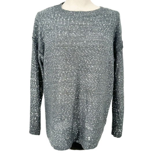 Laura Ashley Sweater Womens Medium Blue Silver Sequins Long Sleeve Crew Neck
