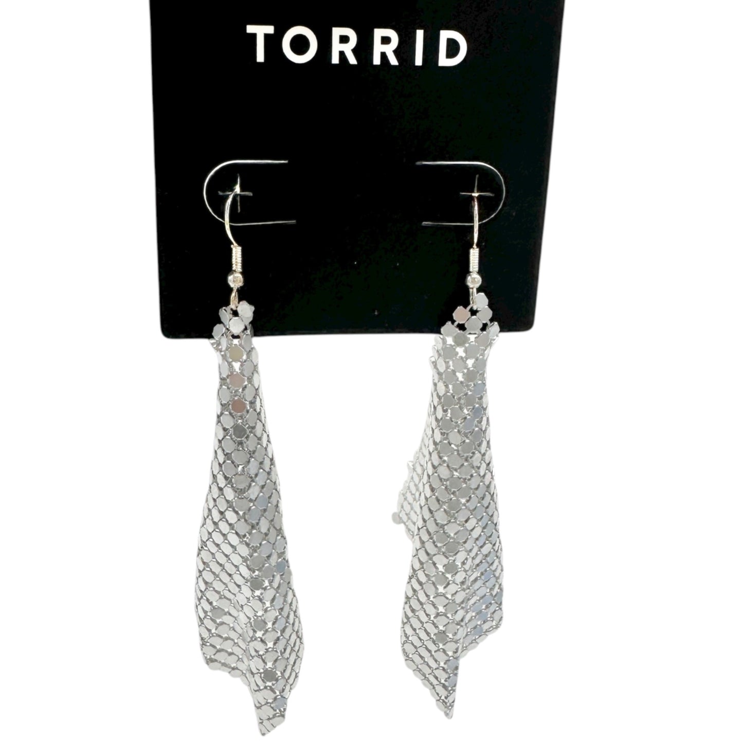 Torrid Silver Mesh Kite Earrings with Fishhook Backs Shimmer Lightweight NEW