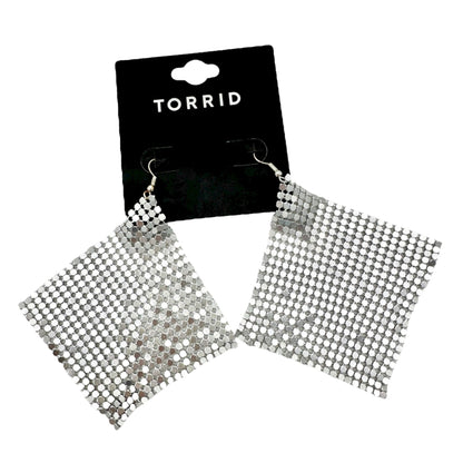 Torrid Silver Mesh Kite Earrings with Fishhook Backs Shimmer Lightweight NEW