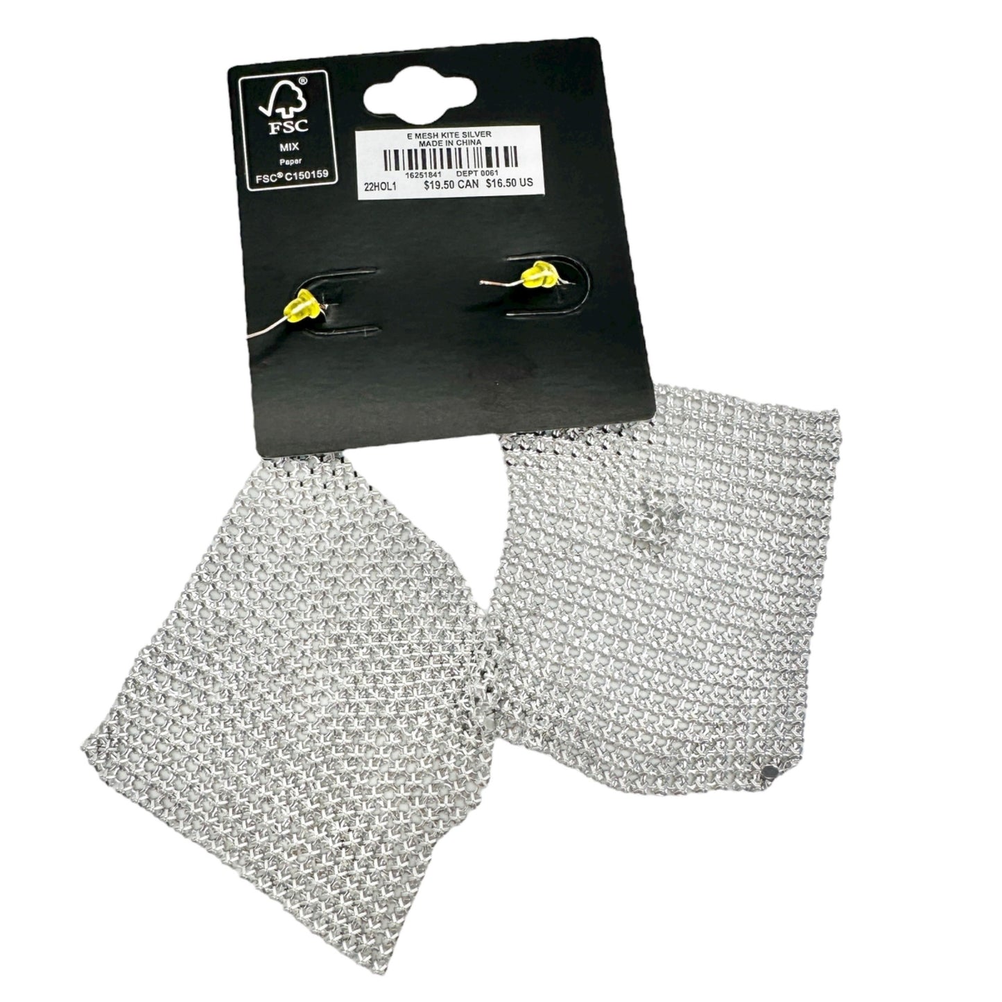 Torrid Silver Mesh Kite Earrings with Fishhook Backs Shimmer Lightweight NEW