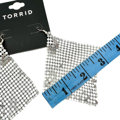 Torrid Silver Mesh Kite Earrings with Fishhook Backs Shimmer Lightweight NEW