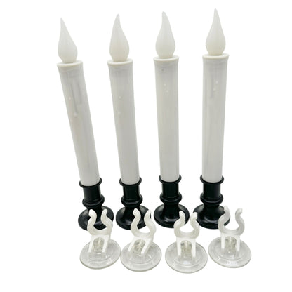 Set Of 4 Battery Operated Window Candles With Holders & Suction Cups NIB
