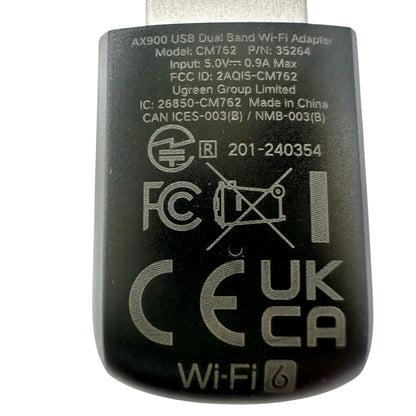 Ugreen AX900 USB Dual Band Wi-Fi Adapter CM762/CM763 Black NWOB