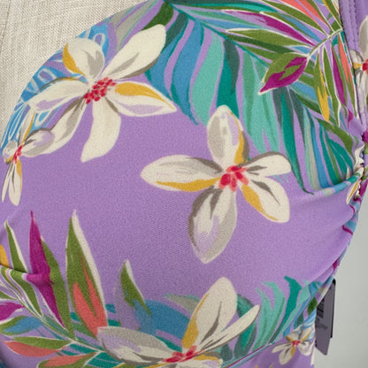 Torrid 3 Wireless Babydoll Tie-Front Tankini Top Lush Tropical Wisteria 3-DD/F