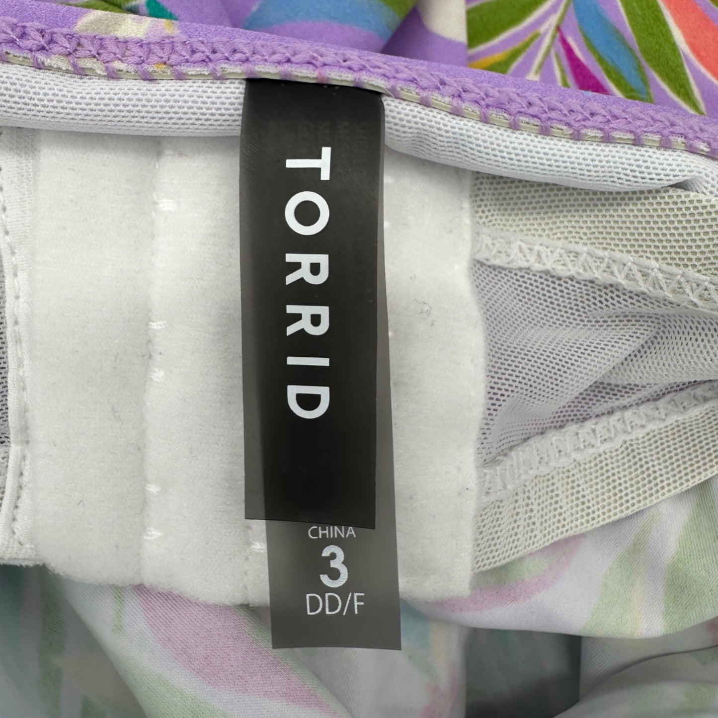 Torrid 3 Wireless Babydoll Tie-Front Tankini Top Lush Tropical Wisteria 3-DD/F