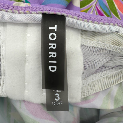 Torrid 3 Wireless Babydoll Tie-Front Tankini Top Lush Tropical Wisteria 3-DD/F