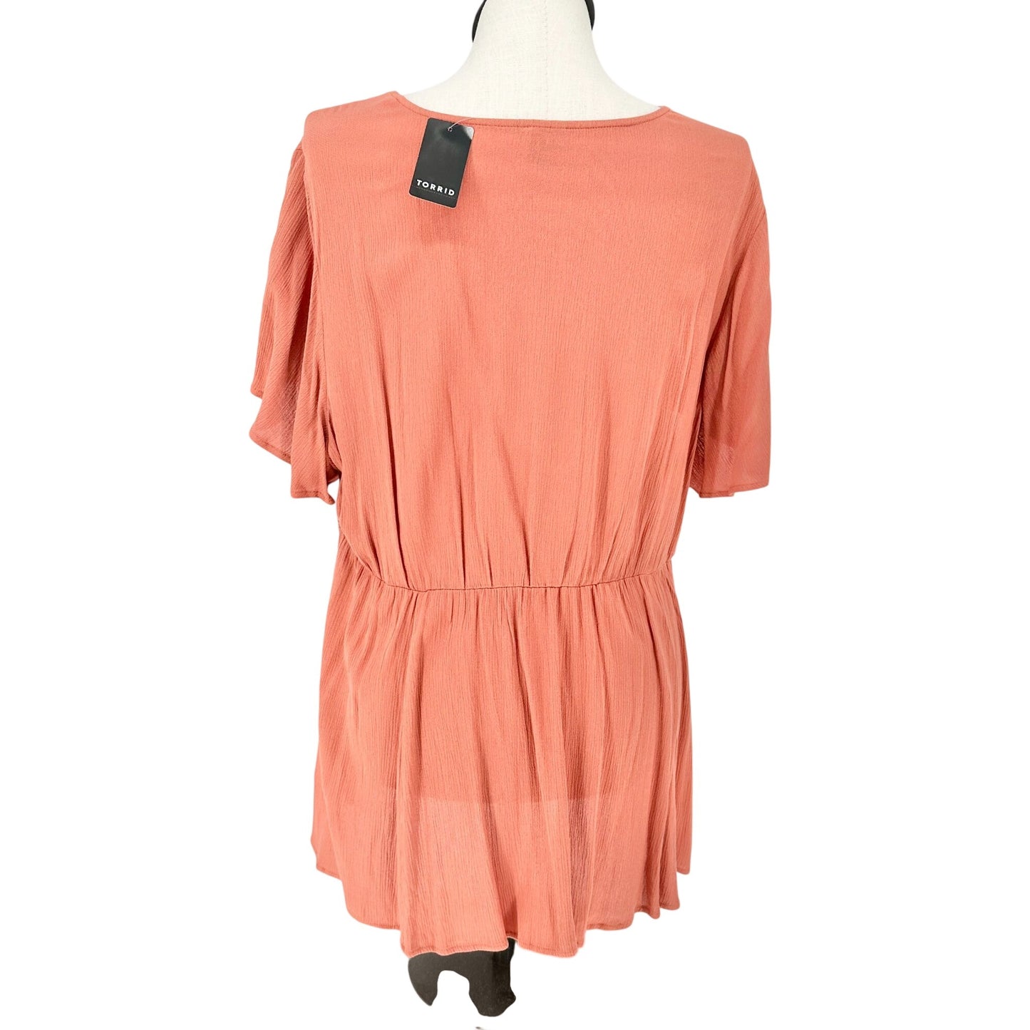 Torrid 3 LaceUp Babydoll Top Womens 22-24 Auburn Crinkle Gauze Flowy Lightweight
