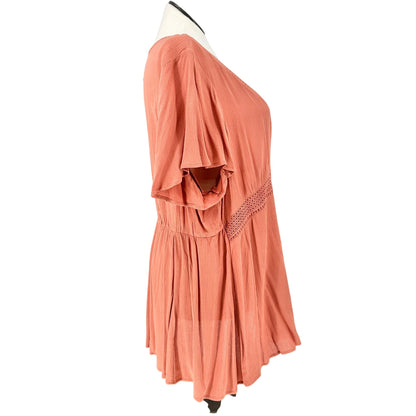 Torrid 3 LaceUp Babydoll Top Womens 22-24 Auburn Crinkle Gauze Flowy Lightweight