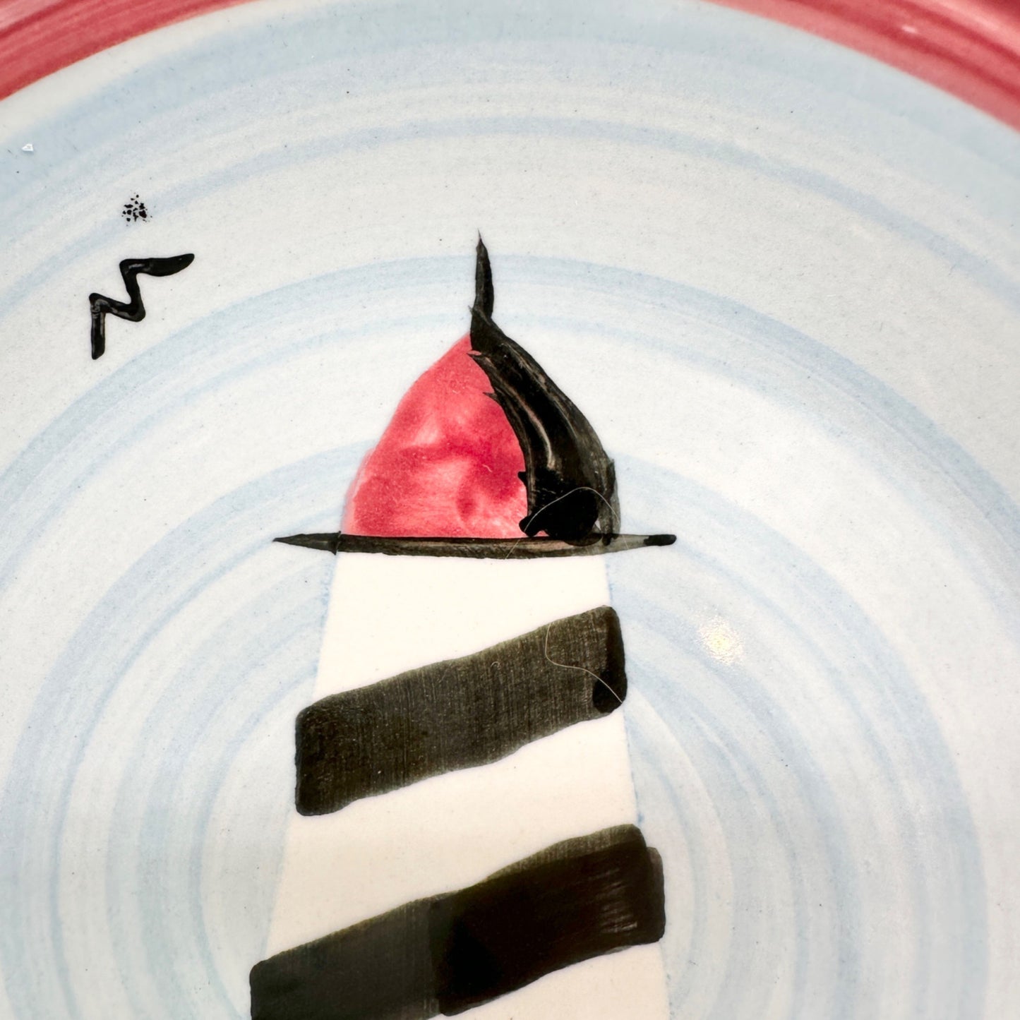 Alco Lighthouse Ceramic Plate 8 Inch Blue Red Coastal Decor By Alco