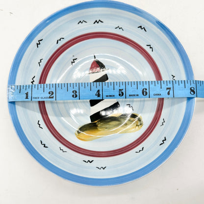Alco Lighthouse Ceramic Plate 8 Inch Blue Red Coastal Decor By Alco