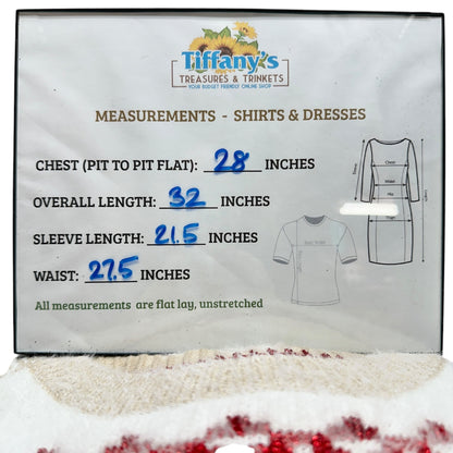 Holiday Time Sweater Womens 3X (24W-26W) Beige Red White Christmas Snowflake