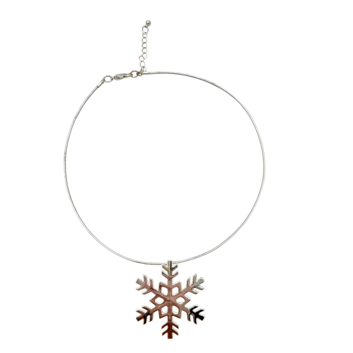 Snowflake Pendant Necklace Silver Tone Winter Jewelry Adjustable Chain 16-18 in