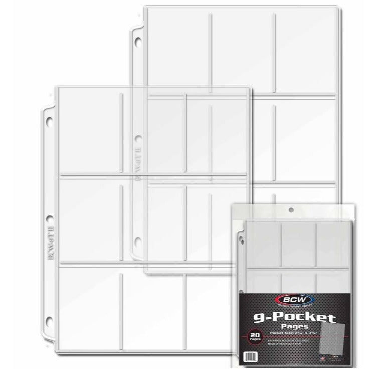 BCW 9-Pocket Card Holder Pages Vinyl 15 Pages Set for Binders Trading Gaming Cards