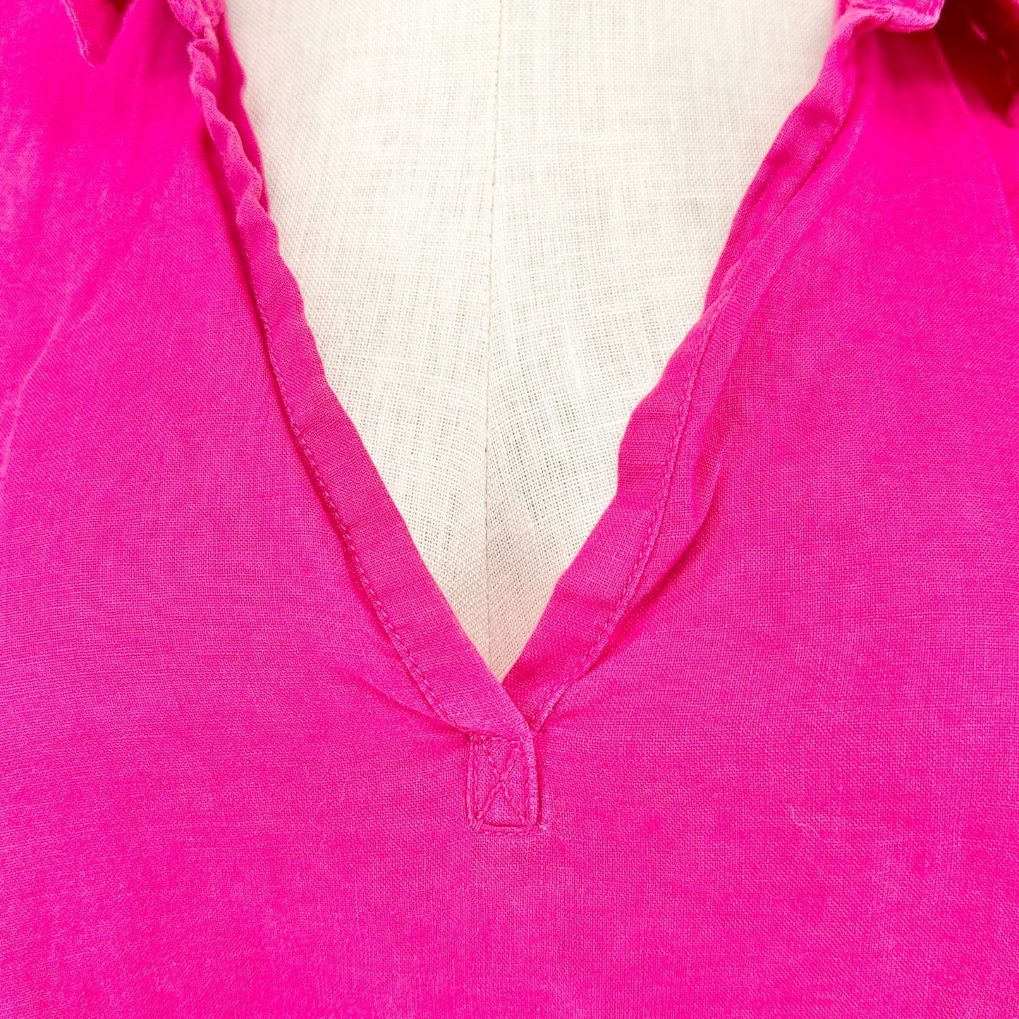 Isaac Mizrahi Top Womens 2X Pink Relaxed Linen Tunic Lightweight 3/4 Sleeves