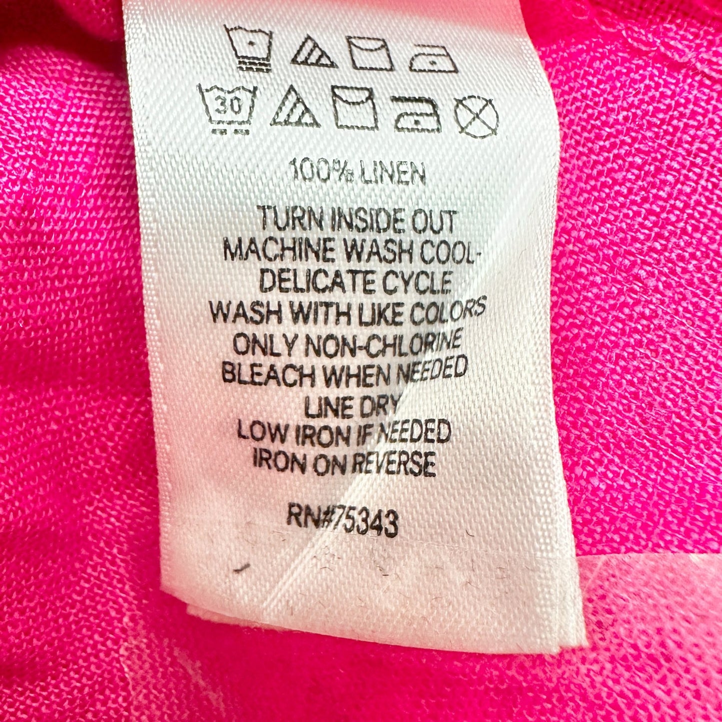 Isaac Mizrahi Top Womens 2X Pink Relaxed Linen Tunic Lightweight 3/4 Sleeves