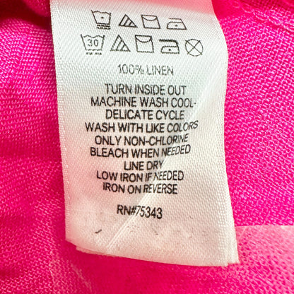 Isaac Mizrahi Top Womens 2X Pink Relaxed Linen Tunic Lightweight 3/4 Sleeves