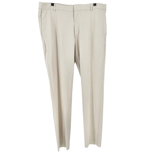 Mens Slim Fit Beige Dress Pants Size 38 Polyester Blend Classic Office Style H&M