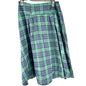 Vintage Plaid Midi Skirt Womens M Blue and Green Flannel Button Detail Pleated