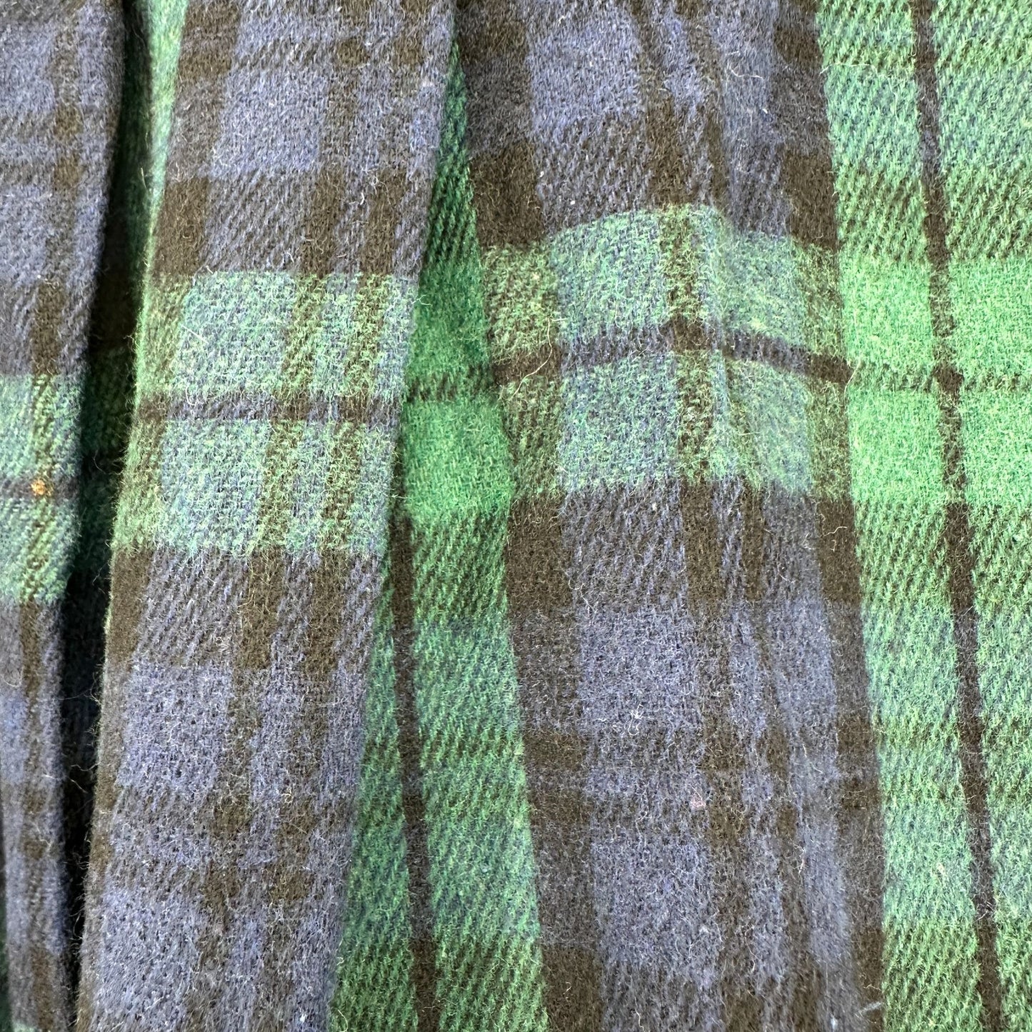Vintage Plaid Midi Skirt Womens M Blue and Green Flannel Button Detail Pleated