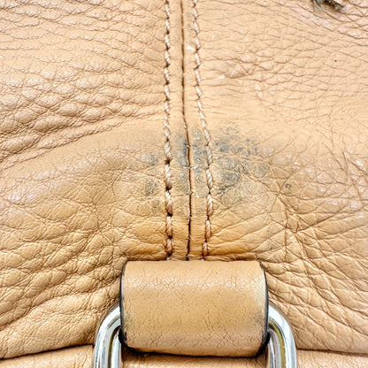 Rebecca Minkoff Genuine Leather Backpack Tan With Silver Accents 13 x 9.5 x 6