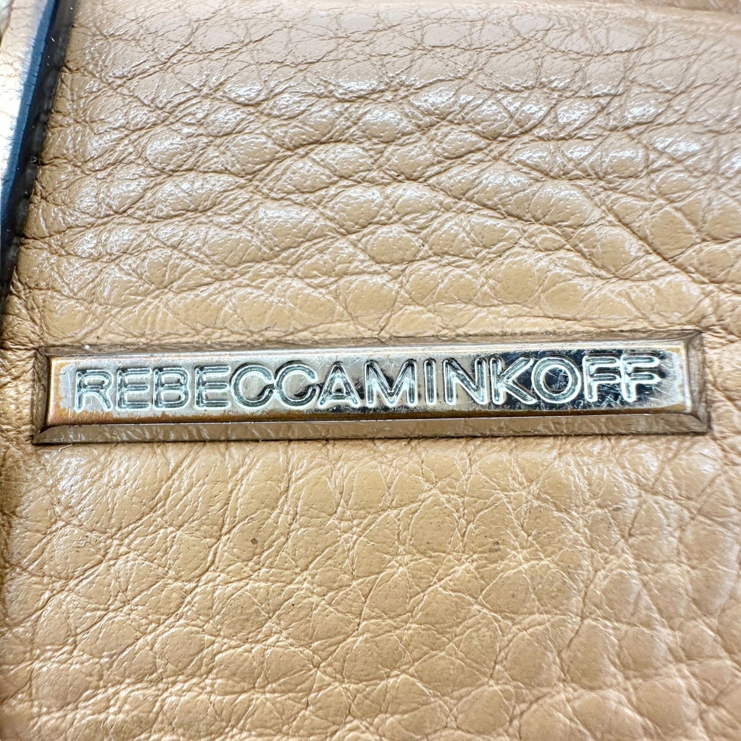 Rebecca Minkoff Genuine Leather Backpack Tan With Silver Accents 13 x 9.5 x 6