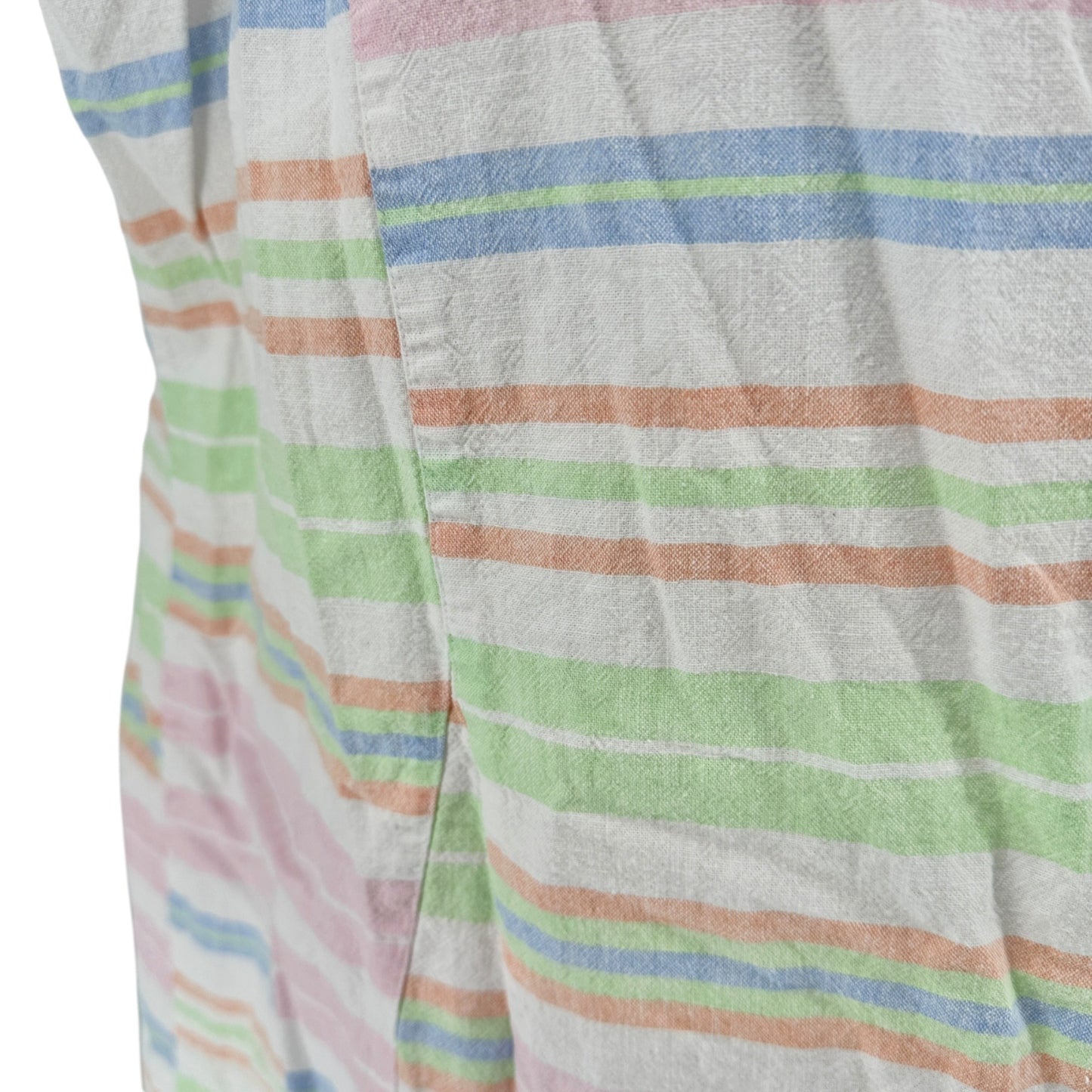 Kim Rogers Curvy Dress 2X Striped Sleeveless Linen Blend White w Pastel Stripes