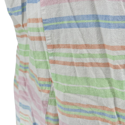 Kim Rogers Curvy Dress 2X Striped Sleeveless Linen Blend White w Pastel Stripes