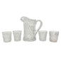 Rex Fancy Cut Pitcher and 4 Tumblers Set Childrens Tableware EAPG Etched Glass