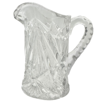 Rex Fancy Cut Pitcher and 4 Tumblers Set Childrens Tableware EAPG Etched Glass