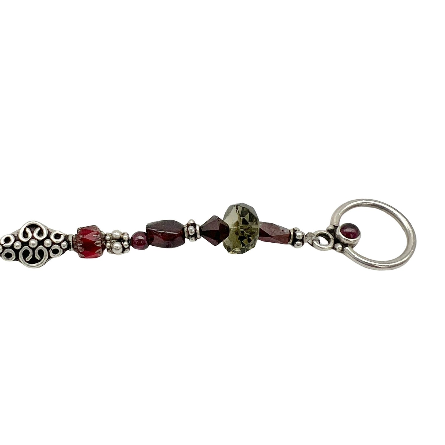 Bracelet Womens 7 in Silver Red Green Bead Toggle Closure