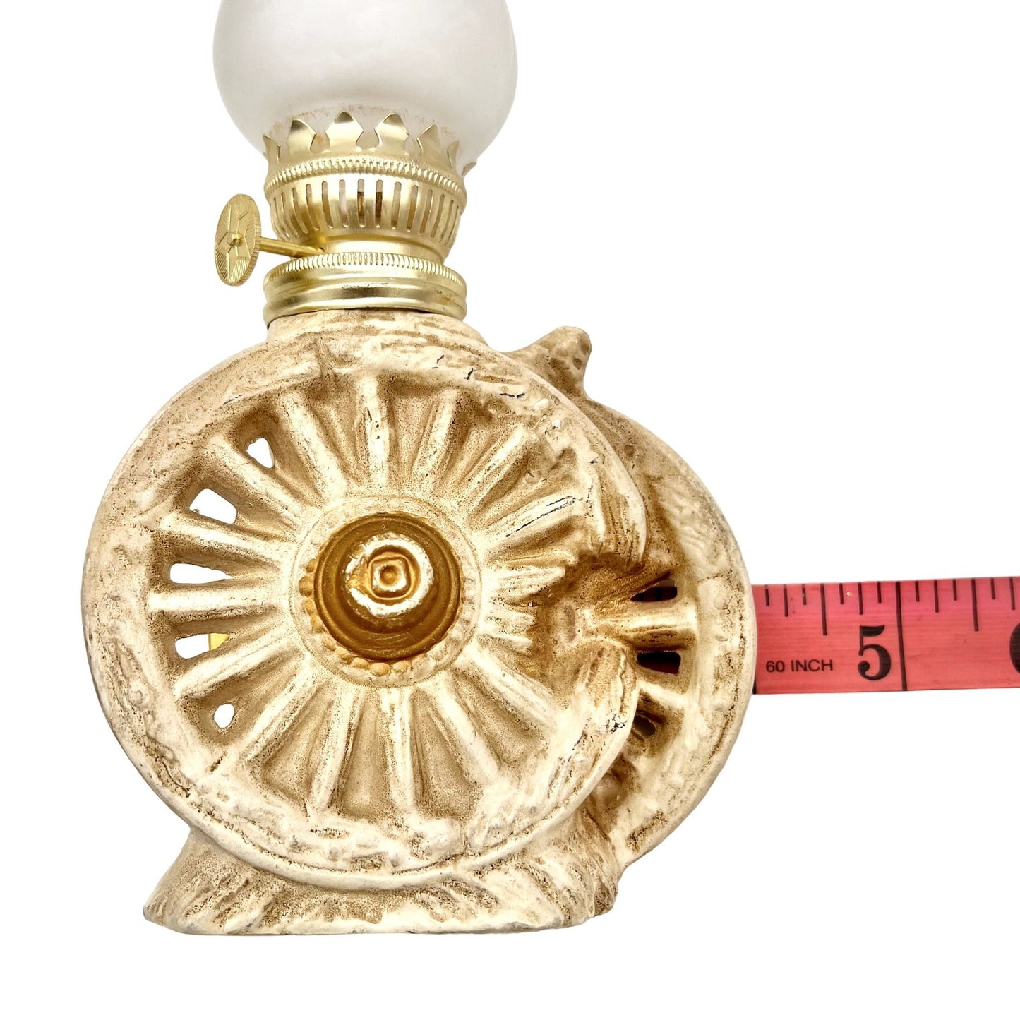 Oil Lamps Set of Two 9 x 4 Cream Beige Ceramic Wagon Wheel Vase Violin Chimneys
