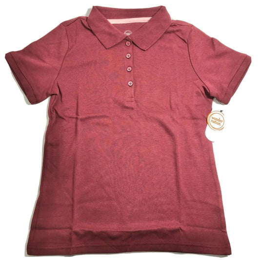 Wonder Nation Girls Uniform Short Sleeve Polo-style Burgundy L Tagless Comfort