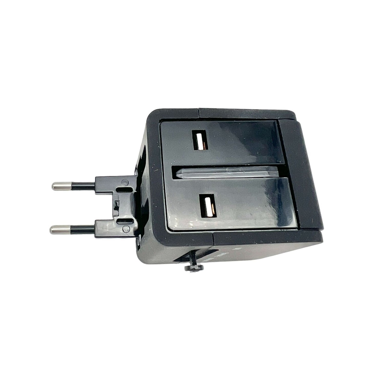 Travel Adapter with Dual USB Charger Black Supports USA Australia UK Europe NIB