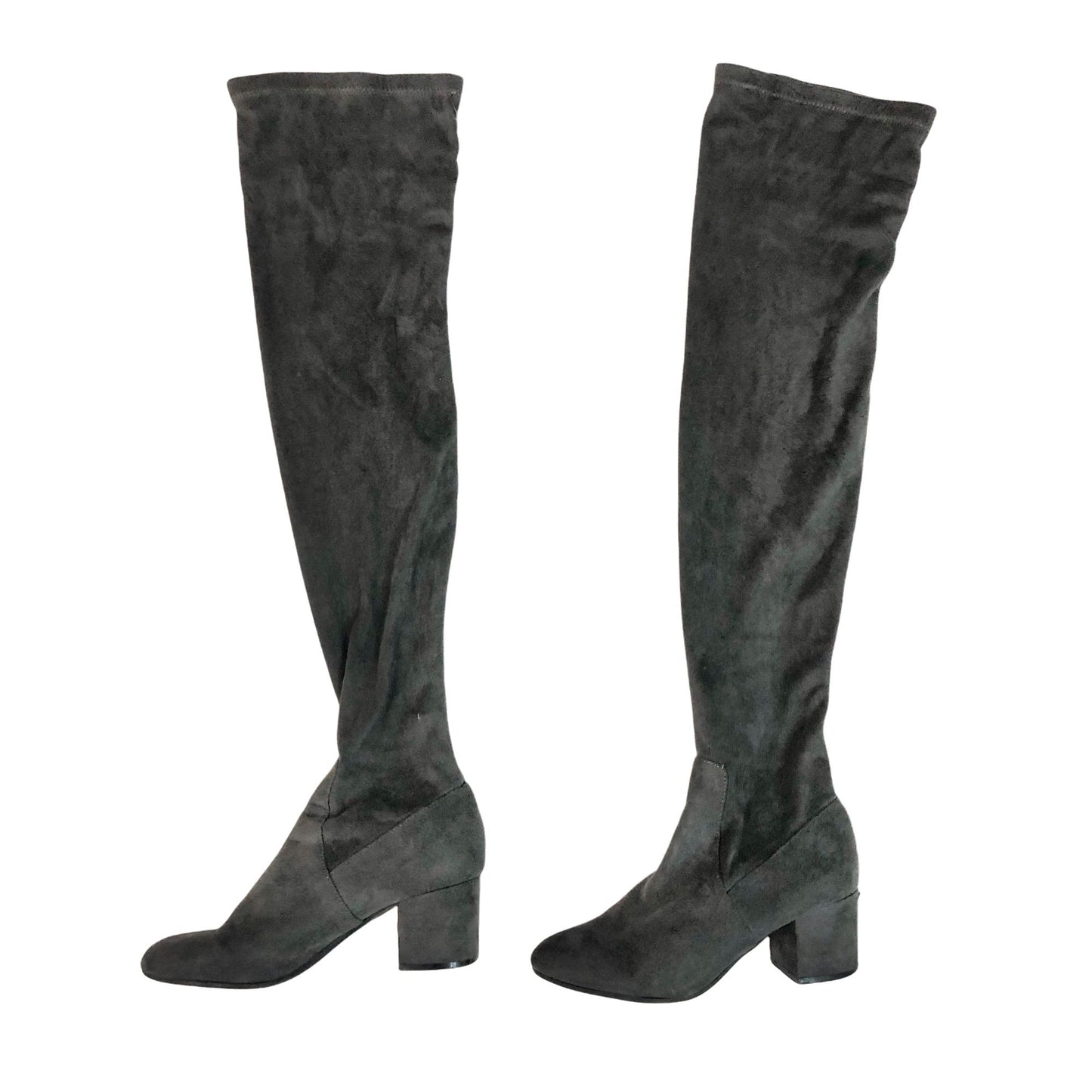 Steve Madden Isaac 6M Gray Suede Thigh High Boots