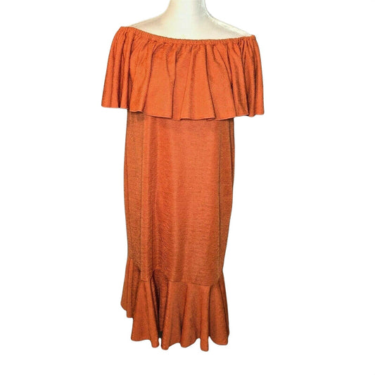 LuLaRoe Cici Women's XL Dress Orange Ruffles Textured NWT Retired