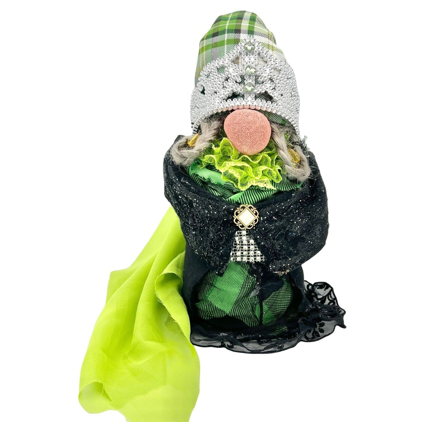 St. Patrick's Day Princess Gnome Green Plaid and Black Dress