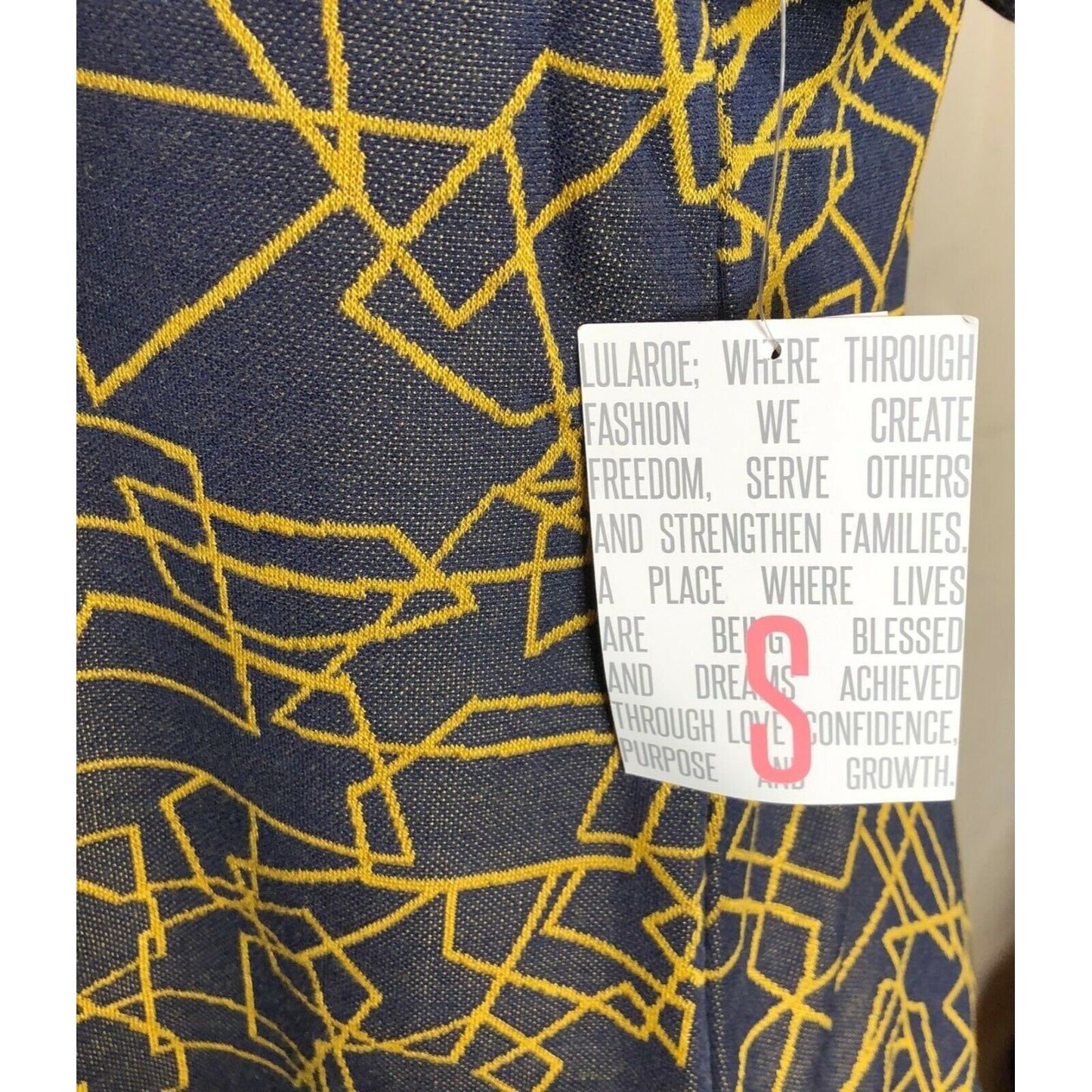 LuLaRoe Classic T Women's Small Top Navy Blue with Yellow Lines NWT