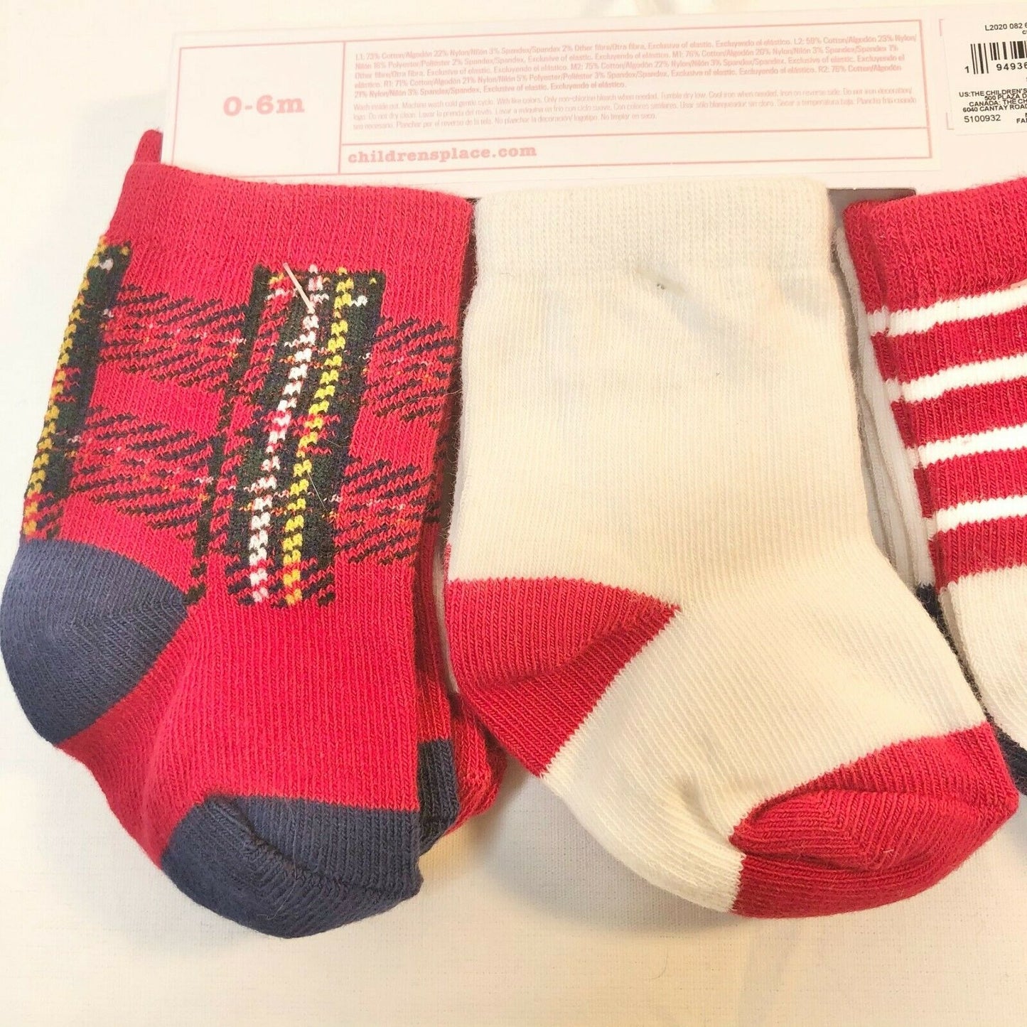 TCP Baby Girls Tartan Midi Socks Classic Red 6-pack 0-6M NEW