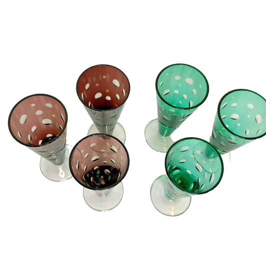 Set of 6 Aperitif Glasses Red & Green Party Christmas Classy Retro